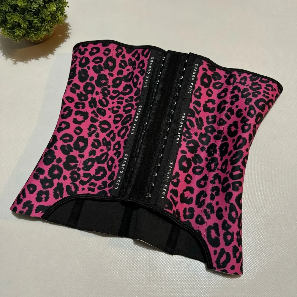 Luxx Curves Hot Pink Black Leopard‎ Cheetah Animal Print Corset Shape Wear Small